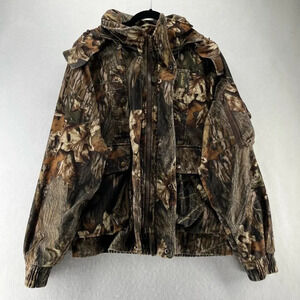 Gamehide Jacket Mens Size M Mossy Oak Camo Utility Full Zip Hoodie Hunting Brown